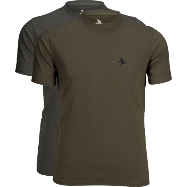 Seeland Outdoor 2-pack t-shirt | Raven/Pine green