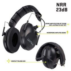 ULTRX Electronic Earmuff, Black
