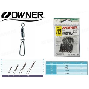 Owner Sinker Hook W Crane Swivel