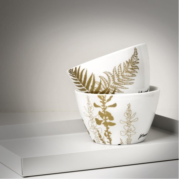 Porcelnsskle fra by Brorson 2stk. med motiv af bregne og gyvel