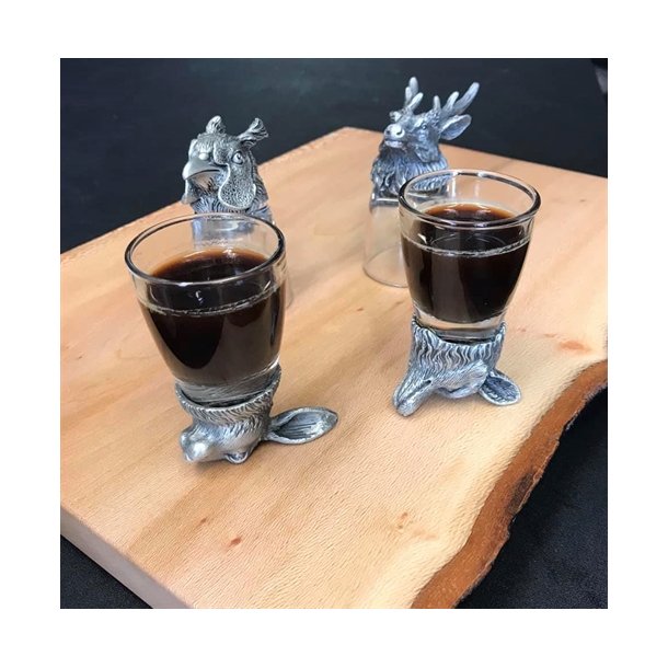 Snaps glas med dyremotiver (2 Stk.)