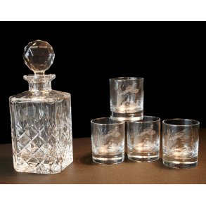 Karaffel med 4 glas, Fasan