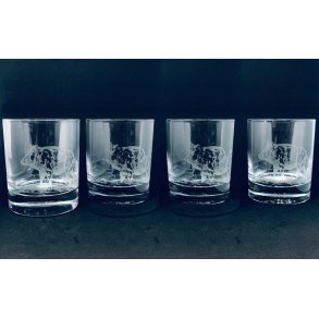 Whiskey glas 4 stk m. Vildsvin