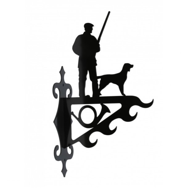 Vildtkrog Jger med Hund Sort Metal Stor